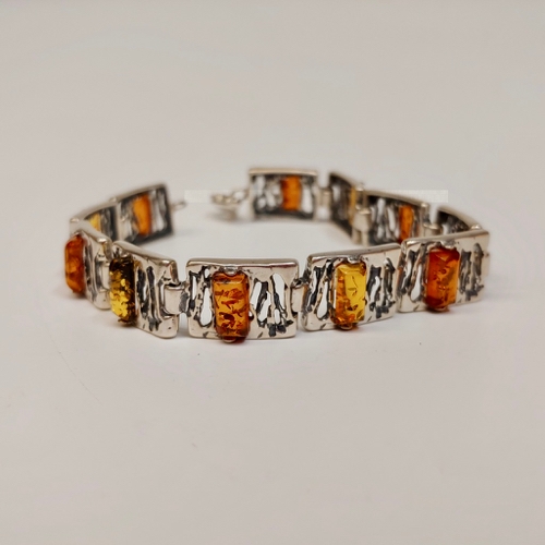 Click to view detail for HWG-127 Bracelet Square Links, multi color amber $124